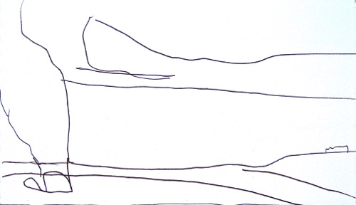 Wind Swept Plume, Halemaumau Crater Drawing, 4 3/8" x 7 5/8", ink on paper, 2012. Wind Swept Plume, Halemaumau Crater Drawing, 4 3/8" x 7 5/8", ink on paper, 2012.
